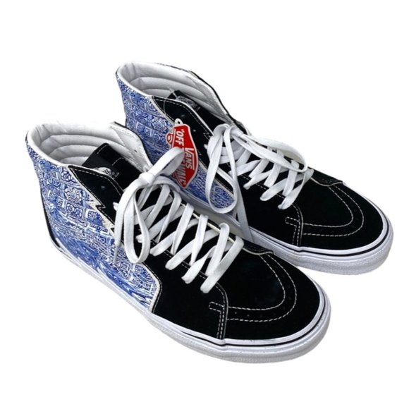VANS Sk8-Hi Bolt Shoes Men's Black Blue Suede Canvas Sneakers Skate VN0A5JIVBLK - Picture 3 of 8